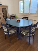Esstischgruppe blau mit 4 Stühlen Gebraucht