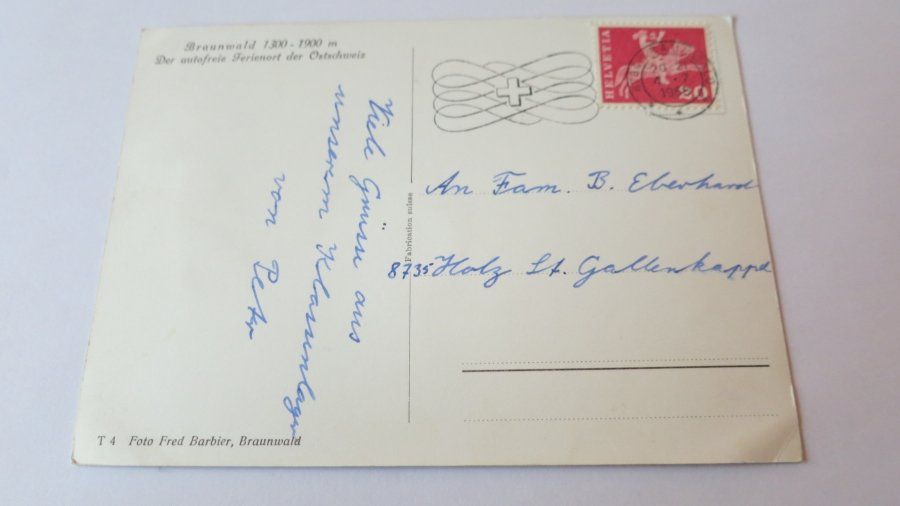 Cartoline postali: Braunwald / GL - 1958 – Usato da Jona venduto da centumprata 1
