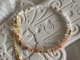 Bracelet en pierre de lune et de soleil  - Mondstein Armband