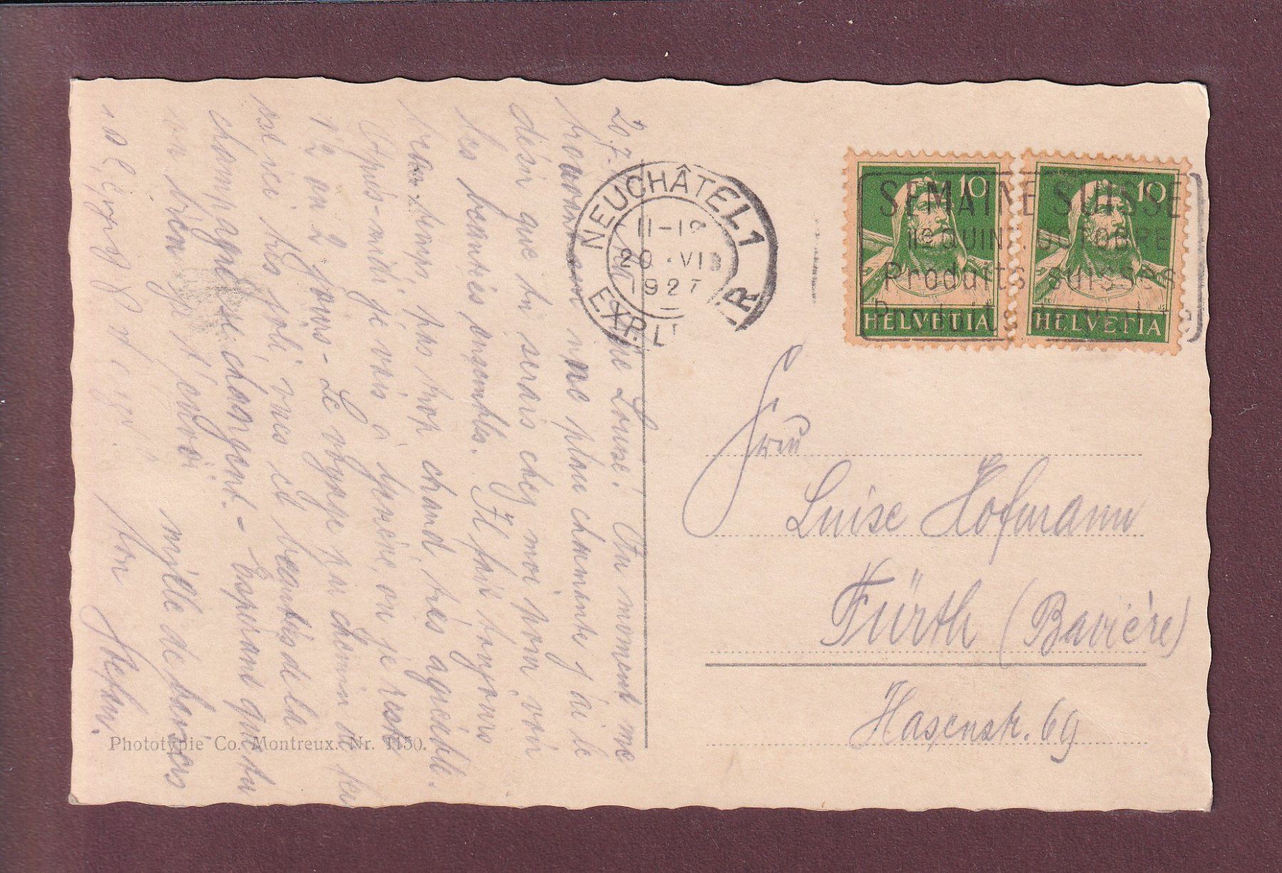 Cartes postales: NEUCHÂTEL et les alpes - 1927 – D'occasion à Pully par nicecards 1