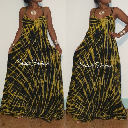 Sommer Batik Handgefärbt Boho100%Baumwolle Maxikleid S-L