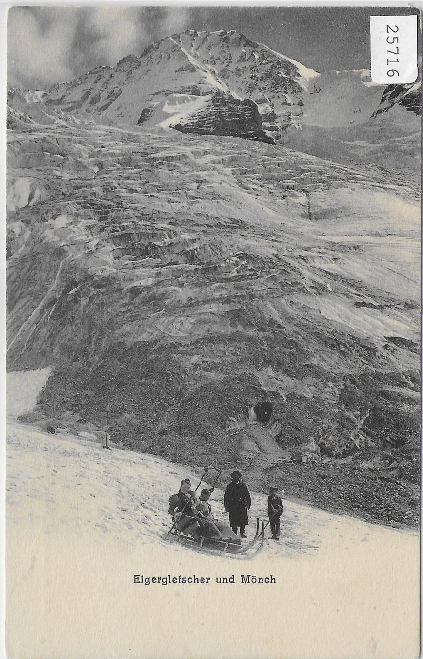 Cartoline postali: Eigergletscher und Mönch - Hornschlitten – Antico da Ettingen venduto da Kartenplanet