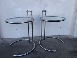 70er Jahre Beistelltisch Chrom Glas Bauhaus