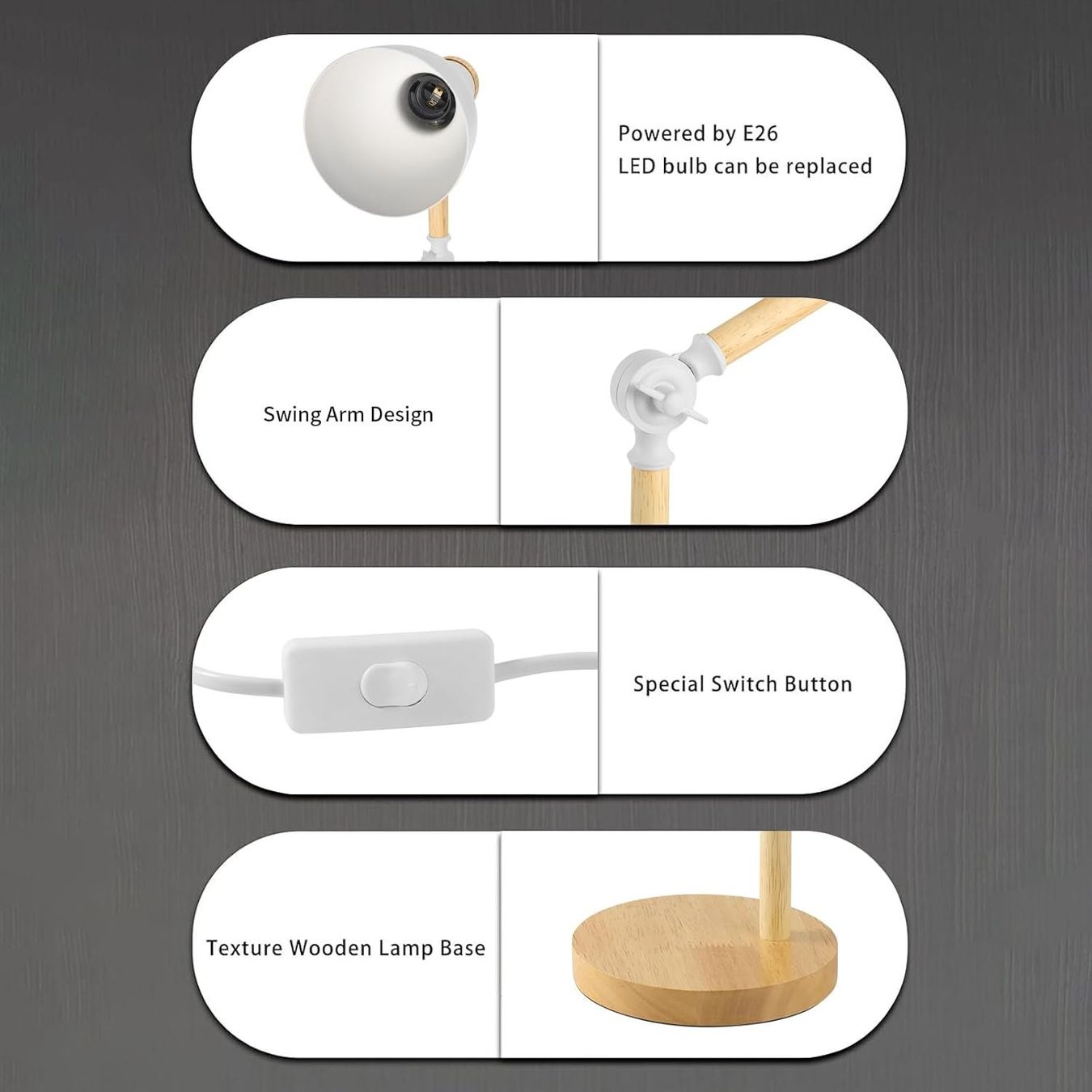 Lampade: Einstellbare Holz Tischlampe – Nuovo e nell'imballaggio originale da Geneve venduto da Titi2008 5