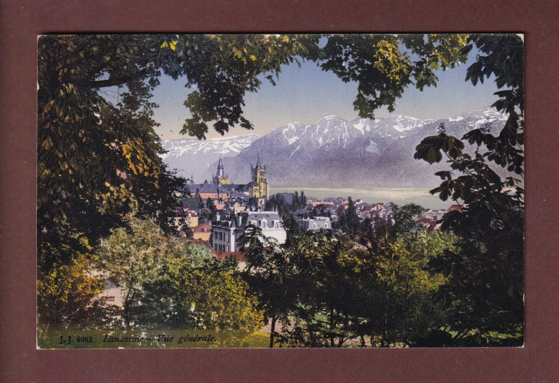 Ansichtskarten: LAUSANNE au travers des arbres - 1920 – Gebraucht aus Pully von nicecards
