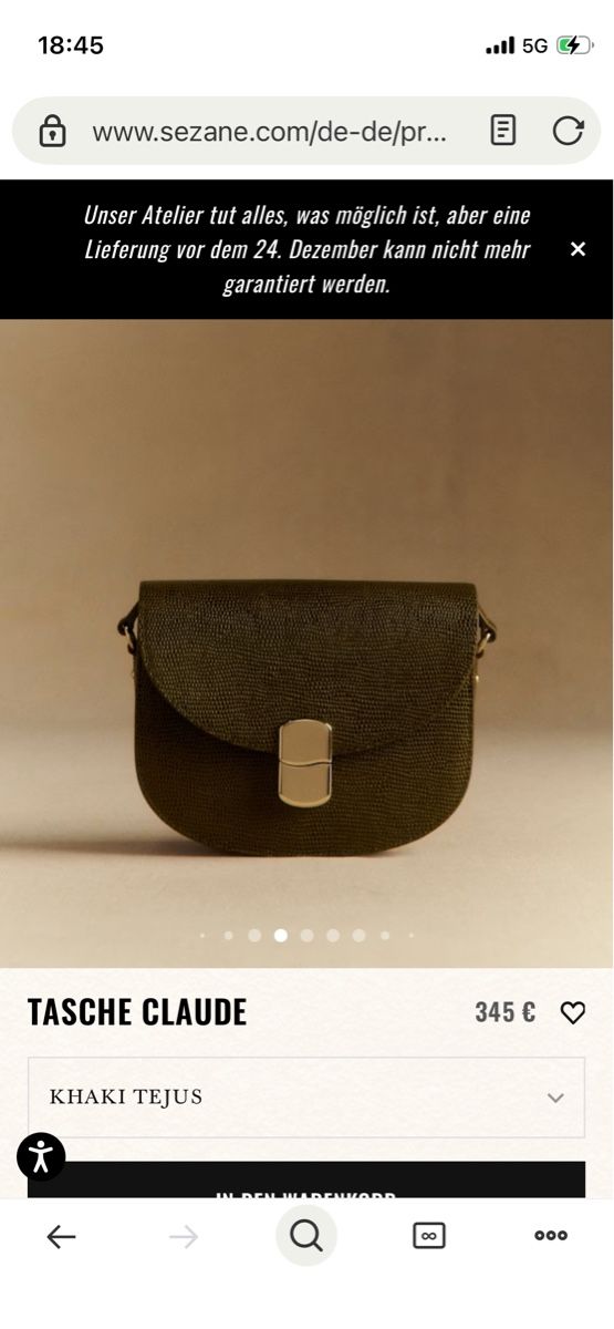 Sezane Borse da donna: Sézane Tasche Claude Khaki Neu! – Nuovo e nell'imballaggio originale da Basel venduto da non_vn79