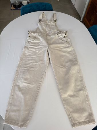 Salopette en jean beige Pull&Bear taille L, parfait pour ...