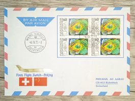 TR89 Enveloppe + Timbre Liechtenstein 1975 Theme Aviation