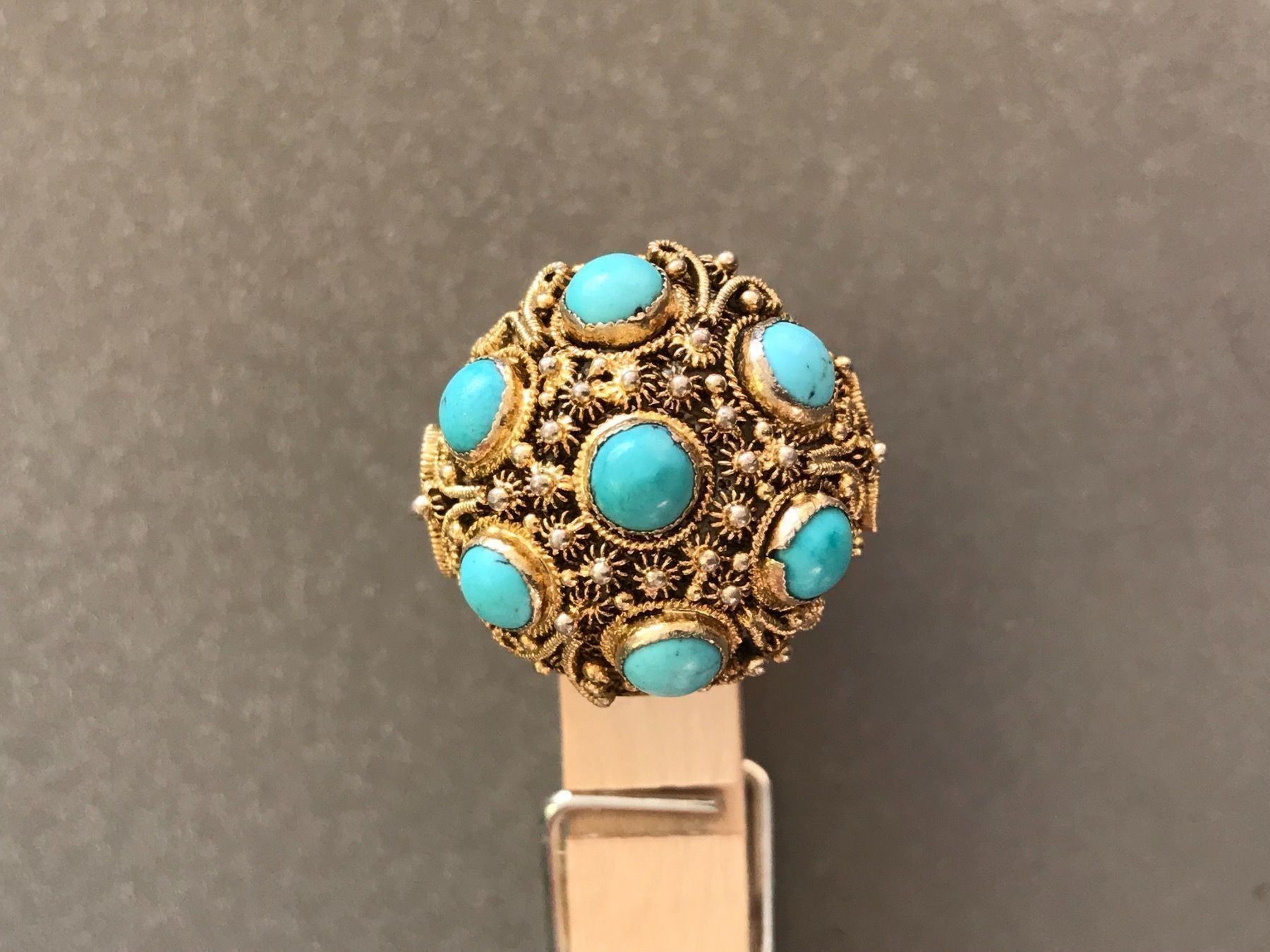 Anelli: Jugendstil CHINA TÜRKIS RING filigranst variable Ringgrösse – Usato da Basel venduto da gretchen03