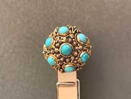 Jugendstil CHINA TÜRKIS RING filigranst variable Ringgrösse