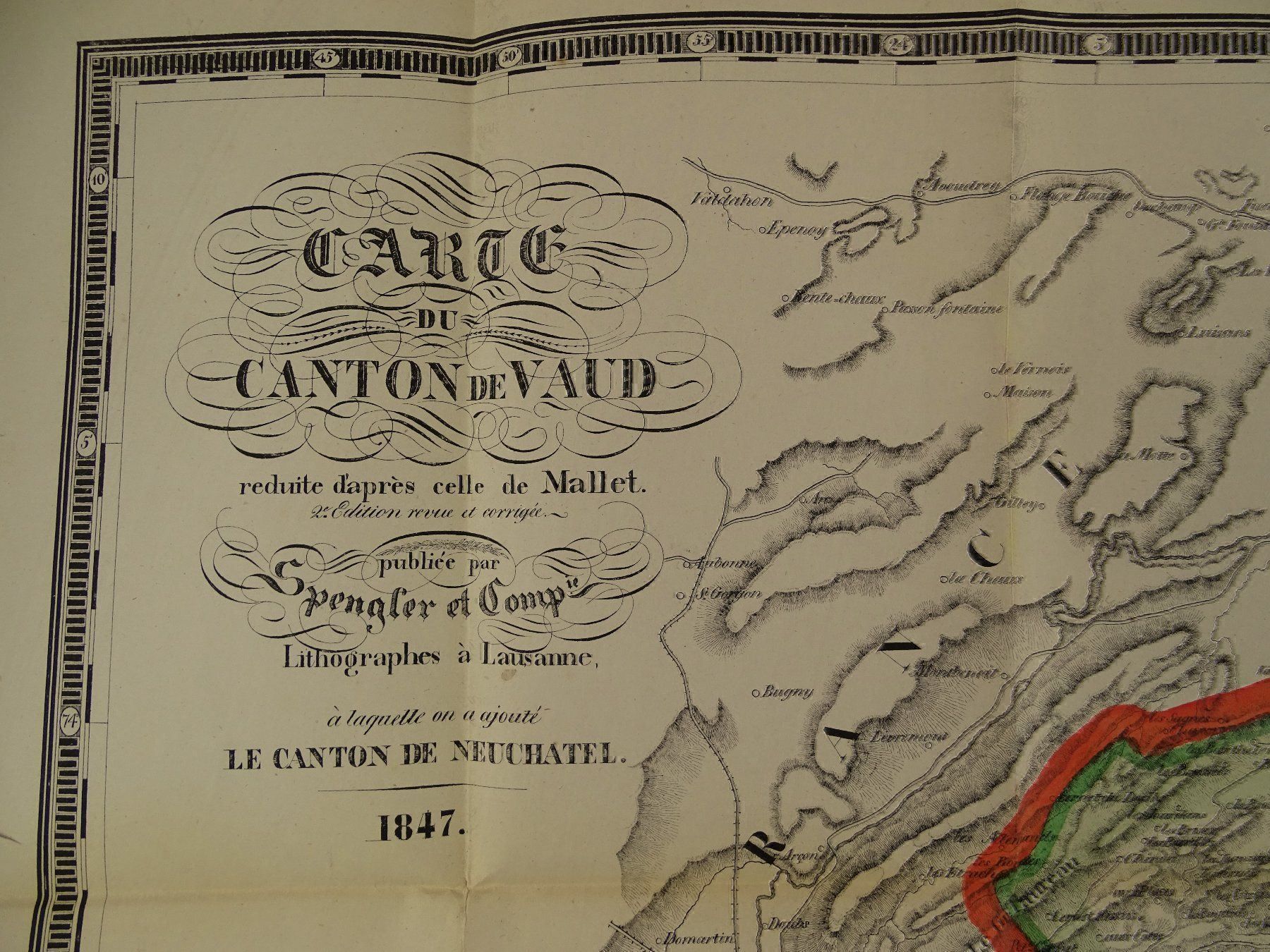 Landkarten & Atlanten: CANTON DE VAUD CARTE 1847 – Gebraucht aus Grüningen von Kartensammler
