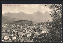 Goldau, Teilansicht mit Bahngleis und de