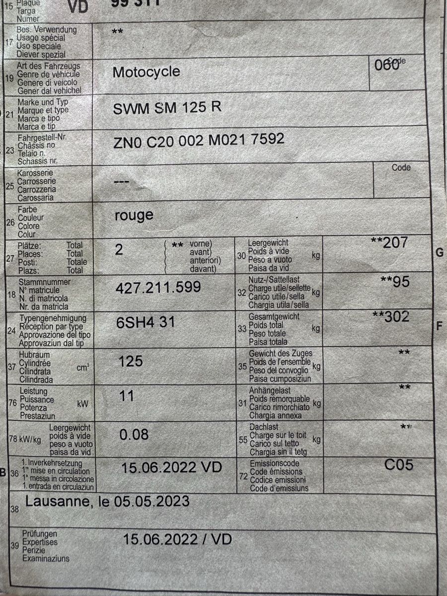 SWM Enduro: SWM SM 125 R – Difettoso da Treycovagnes venduto da Campingcar65 1