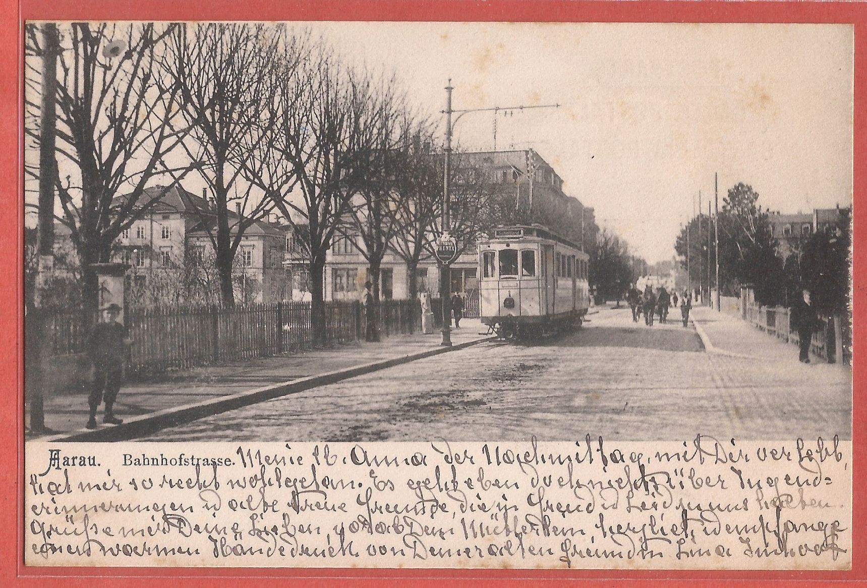 Cartoline postali: Aarau - Tram auf Bahnhofstrasse - 1903 – Usato da Fislisbach venduto da Porano