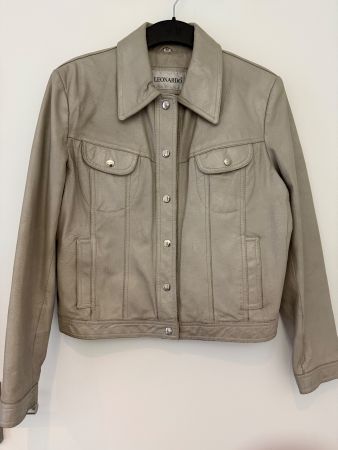 Vintage Echtlederjacke Gr. 42 silber von Leonardo