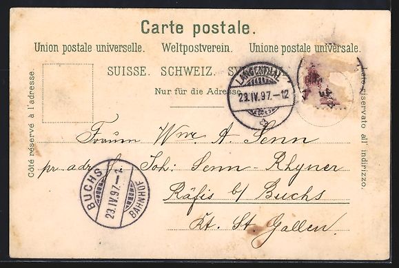 Cartoline postali: Litho Schaffhausen, Rheinfall, Oberstadt – Usato da Berlin venduto da bartko-reher 1