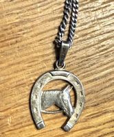Kette mit Hufeisen Anhänger Pferd 925 und 800 Silber