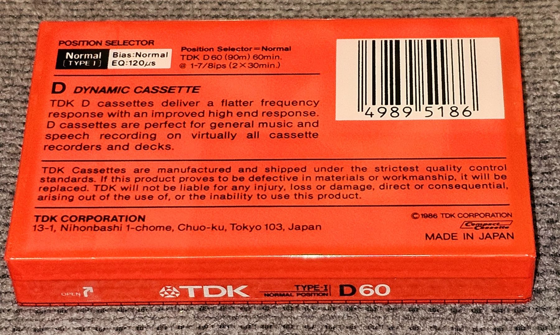 Kompaktkassetten: Pur collectors TDK"D60" de 1986! – Neu und originalverpackt aus LAUSANNE von Mistersound 2