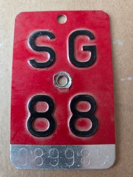 Sachs Insegne: Velonummer SG 88 plaque Velo – Usato da Schenkon venduto da Uhu007