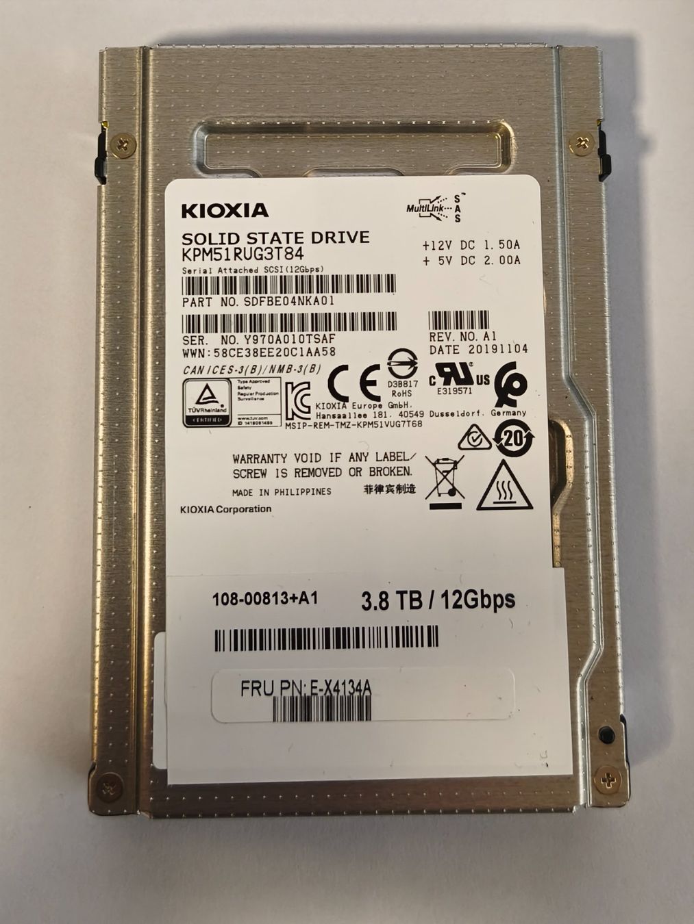 Dischi rigidi: SAS SSD mit 3.84 TB – Usato da Bassersdorf venduto da mamona
