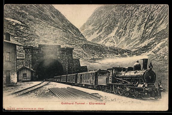 Cartoline postali: Göschenen, Expresszug der Gotthardbahn  – Usato da Berlin venduto da bartko-reher