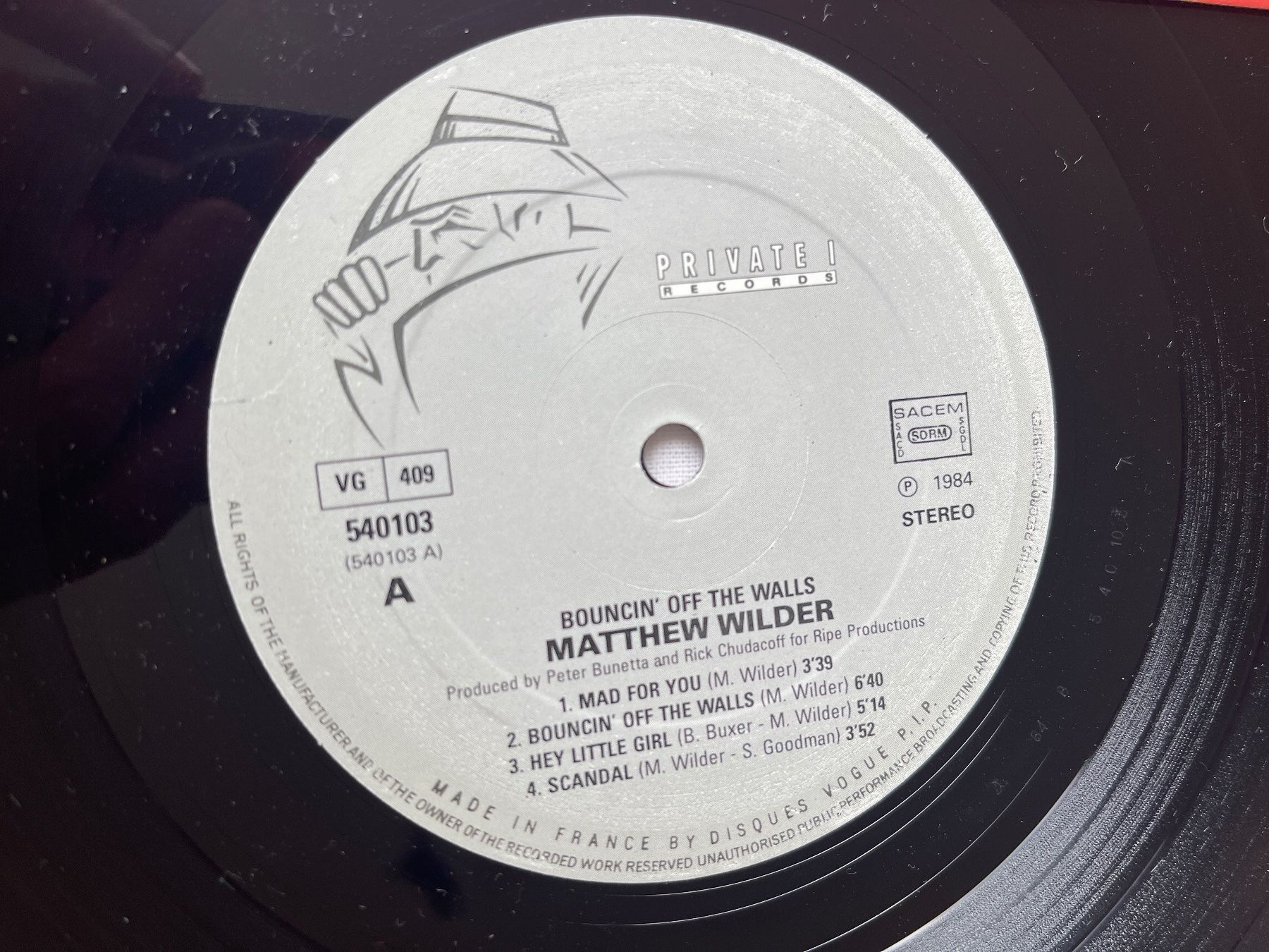 Dischi in vinile: A540/Matthew Wilder - Bounce' Off The Walls – Usato da Frutigen venduto da Philippe_jsp 2