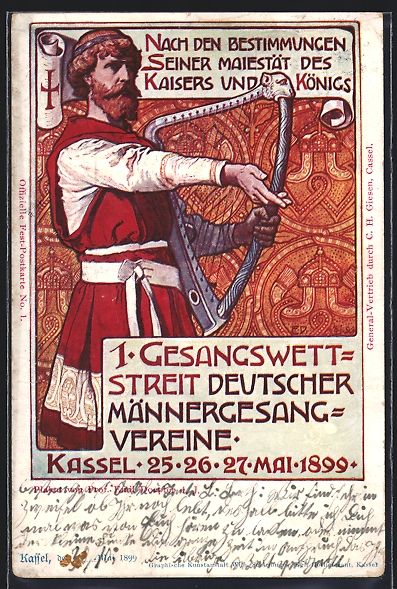Cancelleria postale: Kassel, 1. Gesangswettstreit Deutscher M – Usato da Berlin venduto da bartko-reher