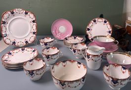 Tuscan China Teeservice & rosa Vintage Set