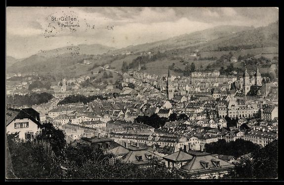 Cartoline postali: AK St. Gallen, Panorama – Usato da Berlin venduto da bartko-reher