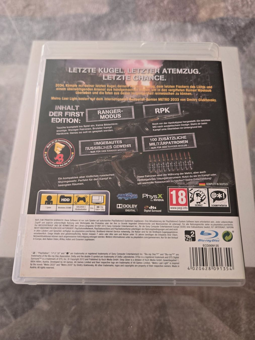 Jeux: Metro Last Light PS3 – D'occasion à Bussigny par Kfdlt 1
