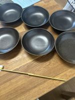 6 schwarze Keramikschalen Ø22 cm | moderne Pasta- & Salatsch