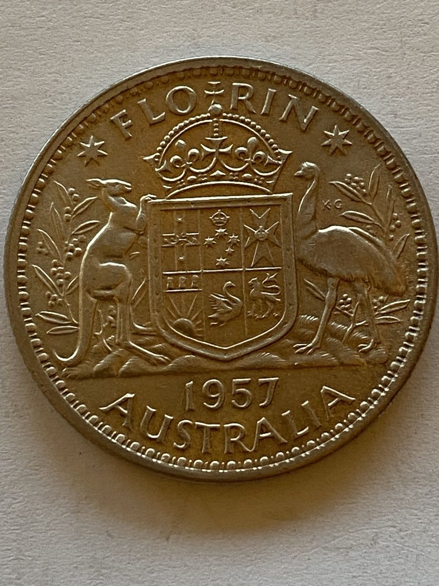 Tutti le monete: Australie, 1 Florin de 1957 argent – Usato da Corsier-sur-Vevey venduto da Ginoarturo 1