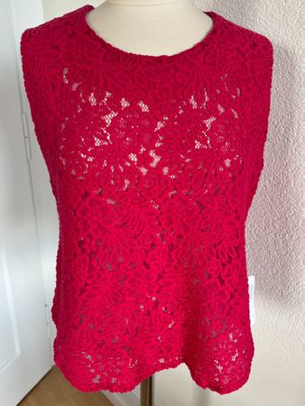 leicht transparente Colora Bluse, Gr. L, Dunkelpink, NEU