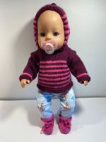 Puppengarnitur Gr 43/45 cm, Kapuzenpullover, Leggins, Söckli