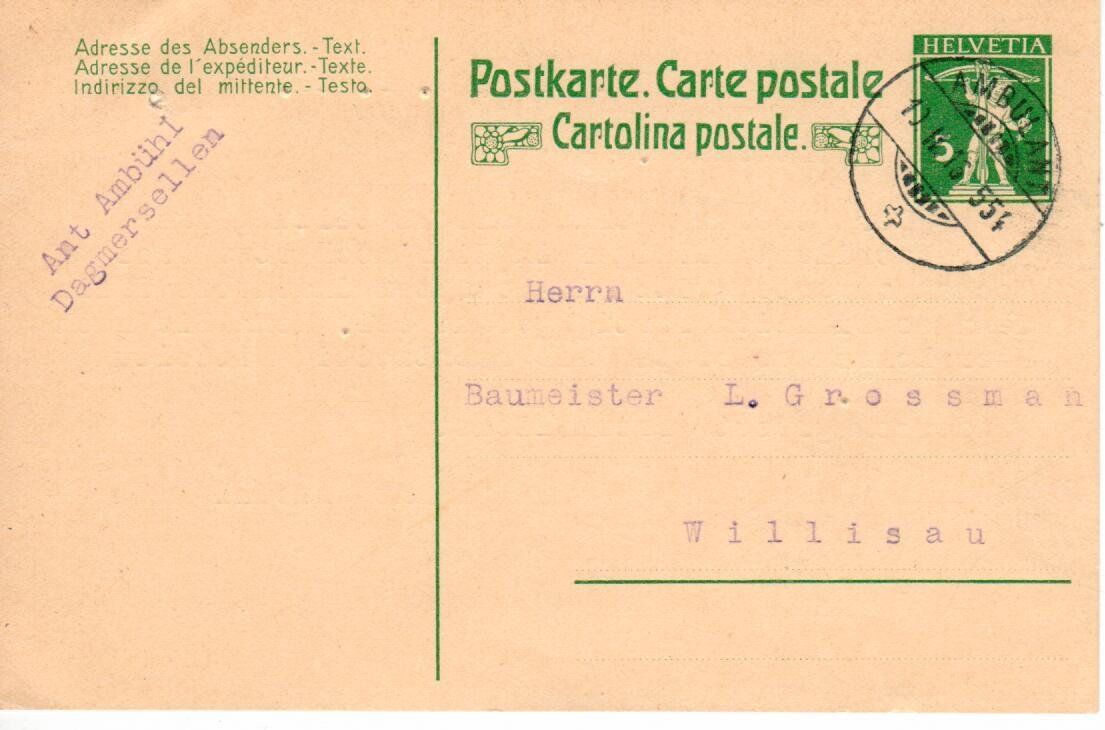 Tutti i francobolli: PK , Ambulant Dagmersellen 1916 – Usato da Wolhusen venduto da Curver9