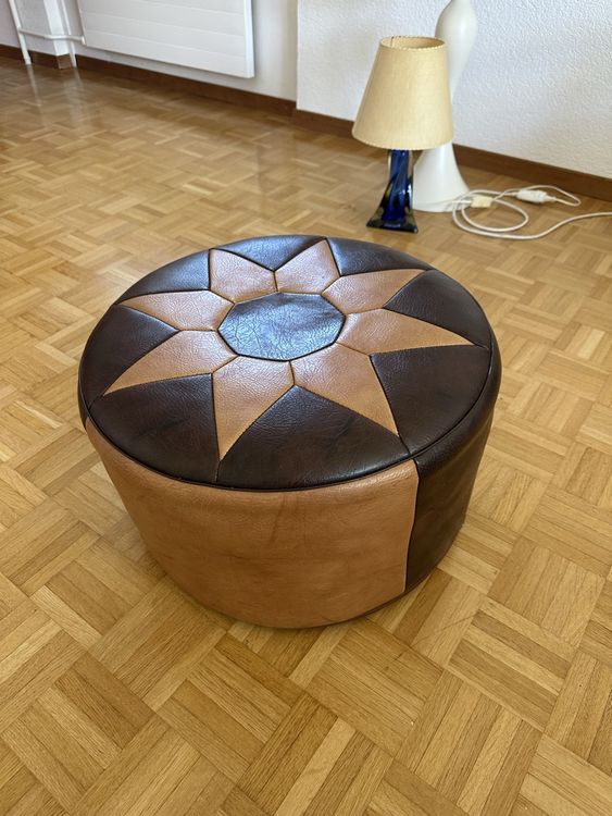 Pouf vintage style années 60–70, brun et cognac (Gebraucht) in Evilard ...