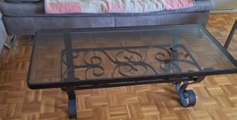 Couchtisch Metall Glas Verzierungen rechteckig