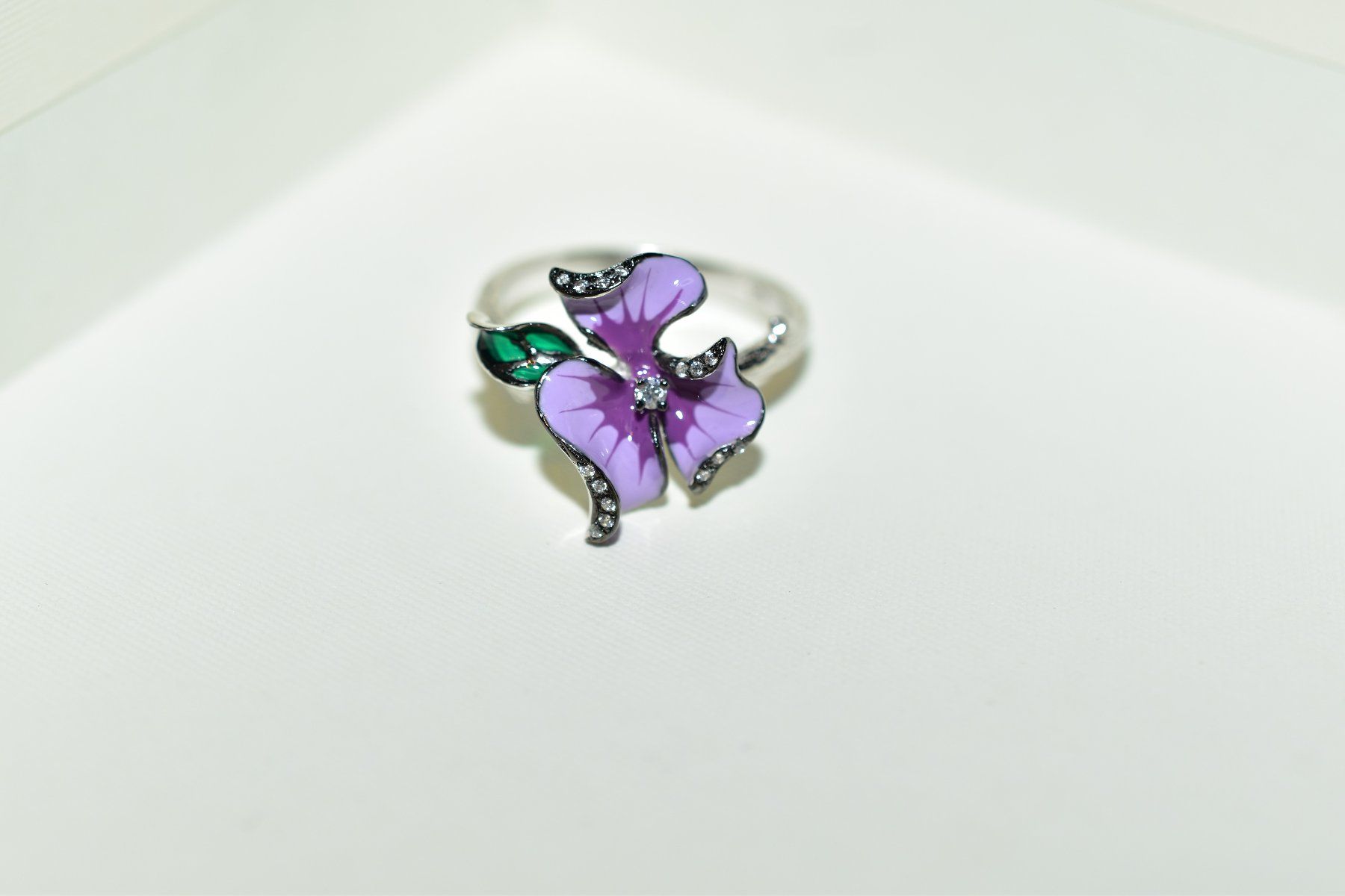 Anelli: Damen Ring Blume, Emaille aus Sterlingsilber, Gr.6 – Nuovo e nell'imballaggio originale da Laufen venduto da flowerfan 2