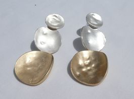 Retro Hänge-Ohrstecker, silber/gold, Modeschmuck / NEU