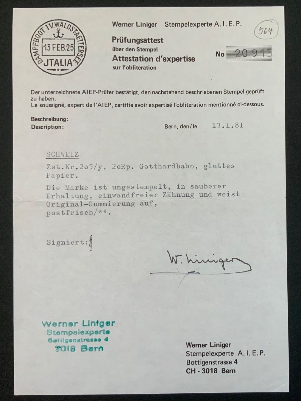 Tutti i francobolli: 1936 Landschaftsbilder 205y postfrisch – Usato da Endingen venduto da haifu 1