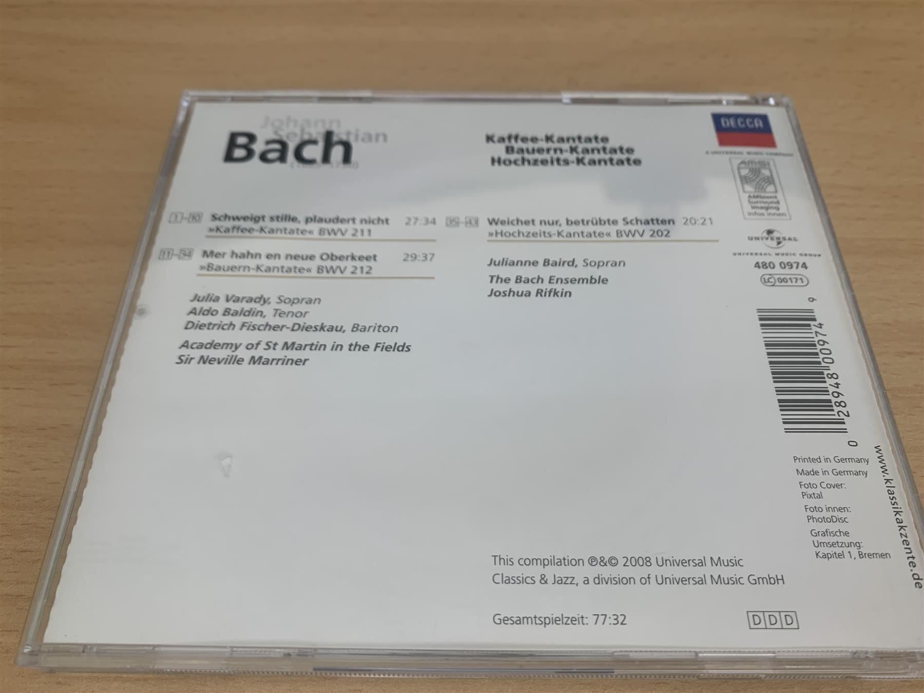 CD: Bach - Kaffee-Kantate - Bauern-Kantate - – Usato da Rikon im Tösstal venduto da Alpenmutz 1