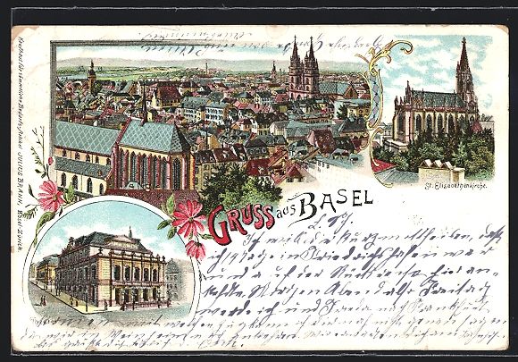 Cartes postales: Litho Basel, Panoramaansicht, St. Elisab – D'occasion à Berlin par bartko-reher