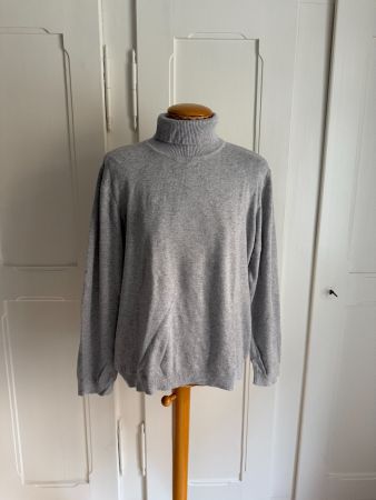 Feinstrick Rollkragenpullover hellgrau L