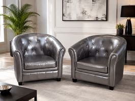 2 silberne Clubsessel / Loungesessel