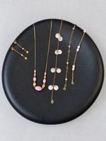 Schmuckset goldfarben rosa – Halskette, Armbänder & Ohrringe