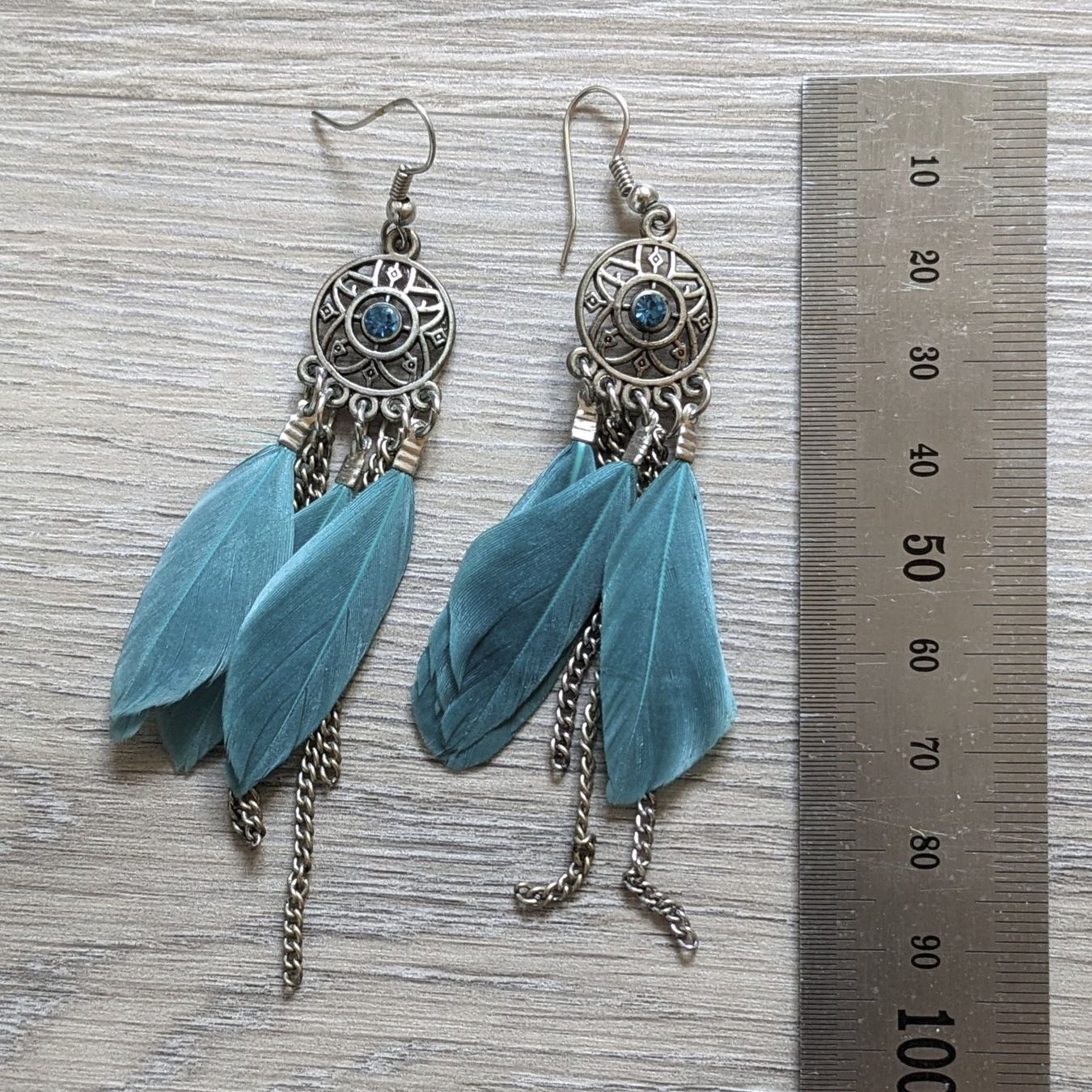 Orecchini pendenti & Orecchini a lobo: Boucles d'oreilles plumes turquoises – Nuovo (secondo la descrizione) da Orsieres venduto da IndianaJones50a 1
