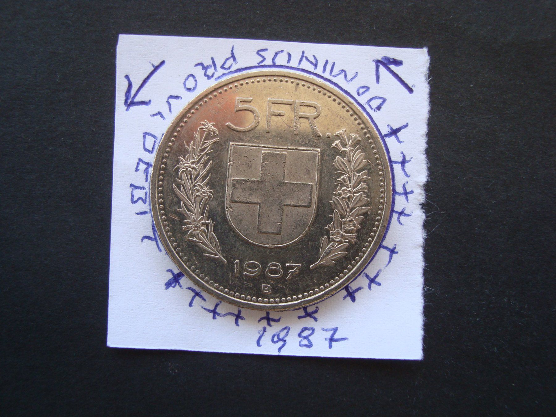 Tutti le monete: 5 Fr 1987  vertifter randschrift – Usato da Gelterkinden venduto da Cakir