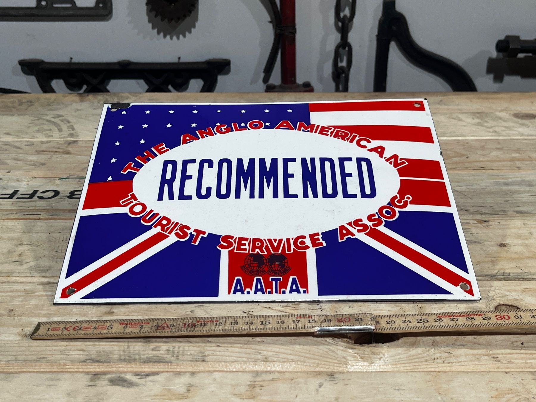 Schilder: Emailschild / Schild ( Blechschild Werbung Hotellerie) – Gebraucht aus Luzern von Fracht-Design