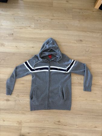 Guess Zip Up Hoodie, grau, gestrickt, Grösse L
