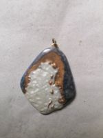 Handbemalter Anhänger, Porzellan blau-gold, Unikat!
